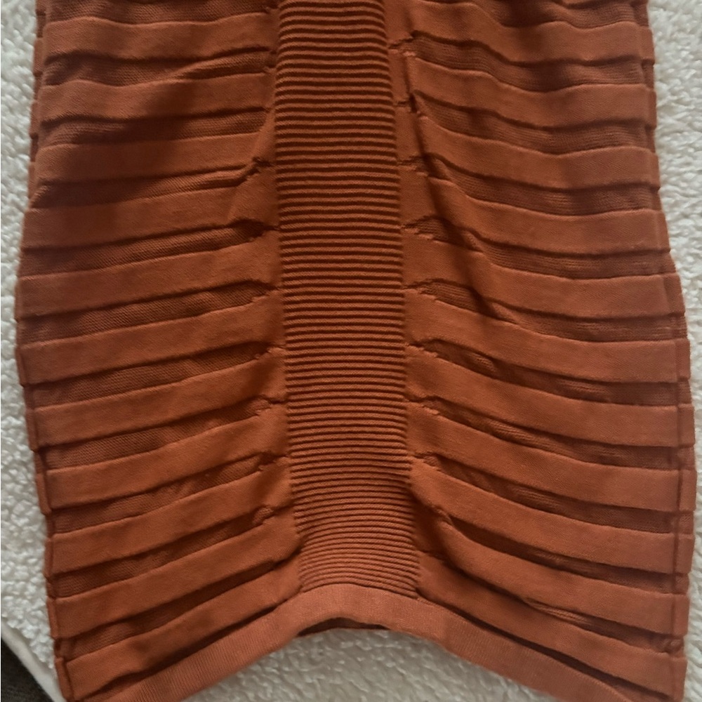 Rust Orange Ribbed Long Dress Medium - Picture 5 of 6